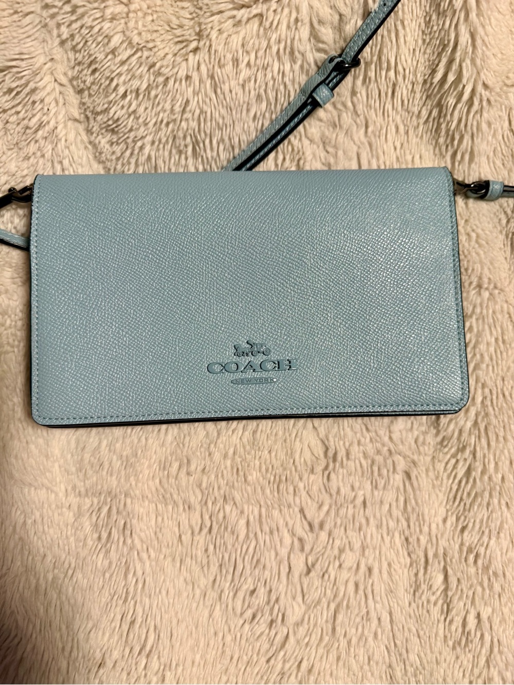 Coach Women's Blue Crossbody Wallet - Pebble Leather - Picture 2 of 7